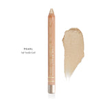 Luk Beautifood Luminous Eye Crayon in Pearl, a wooden pencil beside a pale creamy-gold swatch labelled Soft Vanilla Gold.