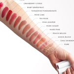 Luk Beautifood Lip Nourish lipstick swatches across an arm showing the full shade range