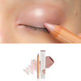 Luk Beautifood Luminous Eye Crayon in Sorbet: close-up of the shade on an eyelid above the matching crayon, carton and pigment swatch. Sorbet is labelled at the bottom.