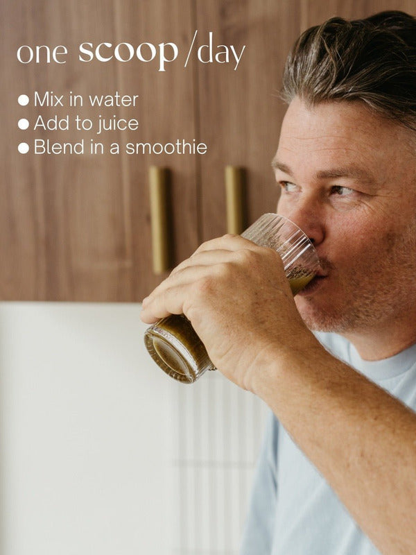 Man drinking a prepared glass of Natural Health by Meah Man21