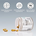 Melrose FutureLab Berberine Complex jar styled on its side with capsules and product benefit icons