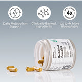 Melrose FutureLab Berberine Complex jar styled on its side with capsules and product benefit icons