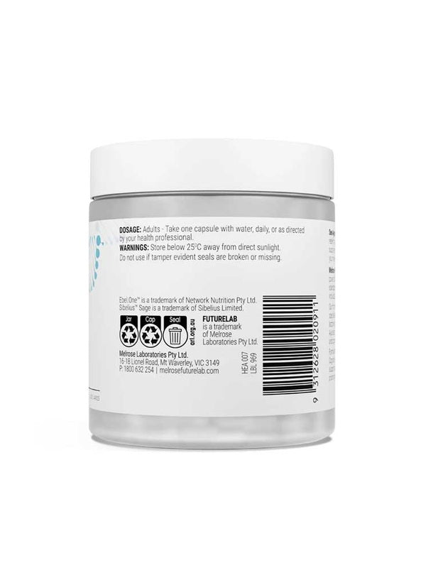Rear view of Melrose FutureLab Cognition Nootropic showing the barcode and product information