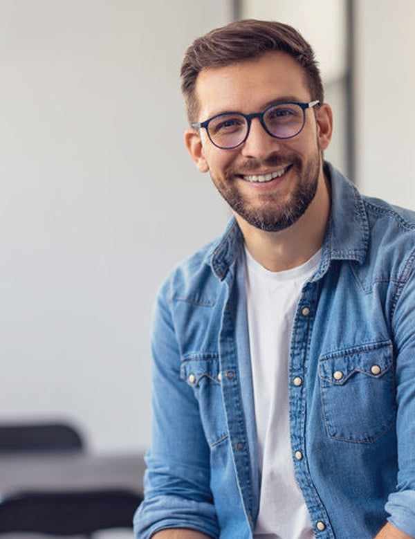 Smiling man in official Melrose FutureLab Cognition Nootropic lifestyle imagery