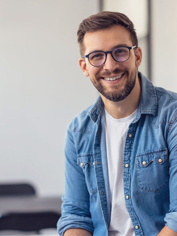 Smiling man in official Melrose FutureLab Cognition Nootropic lifestyle imagery