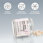 Melrose FutureLab Deep Wave Sleep Booster jar styled with capsules and product benefit icons