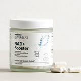 Melrose FutureLab NAD Plus Booster styled with capsules on a soft neutral surface