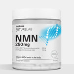 Melrose FutureLab NMN 250mg capsules shown upright from an alternate front angle
