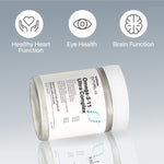 Melrose FutureLab Omega 3-11 Ultra Complex jar styled on a reflective surface with benefit icons