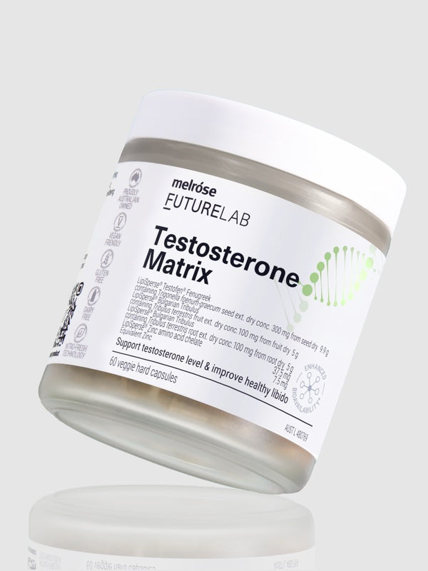 Melrose FutureLab Testosterone Matrix shown from an alternate angled bottle position