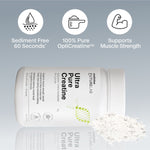 Melrose FutureLab Ultra Pure Creatine styled with powder and product benefit icons