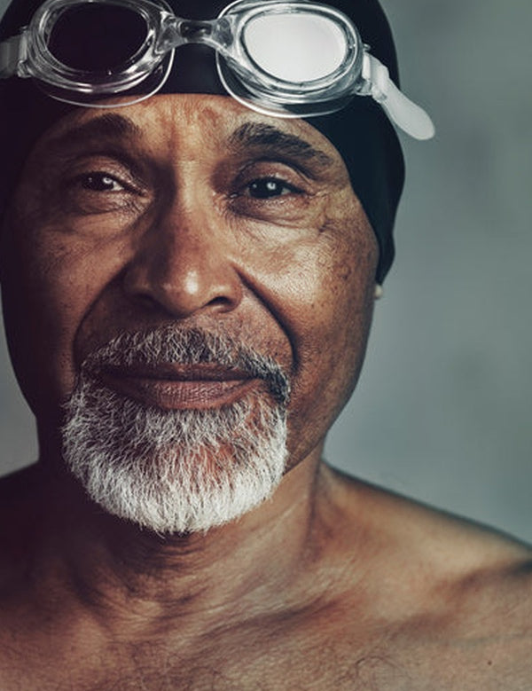 Mature swimmer in official Melrose FutureLab Vascular Health lifestyle imagery