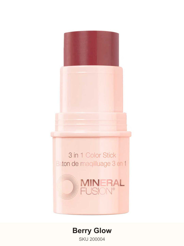 Mineral Fusion 3-in-1 Colour Stick - Berry Glow 5.1g – shade Berry Glow, SKU 200004