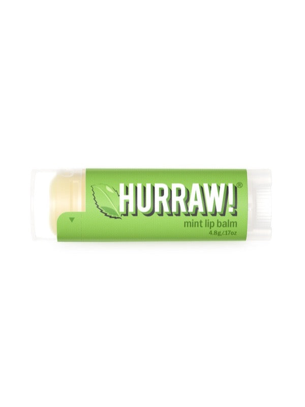 Overhead view of Hurraw! Organic Lip Balm - Mint 4.8g