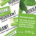 Product and flavour details for Hurraw! Organic Lip Balm - Mint 4.8g