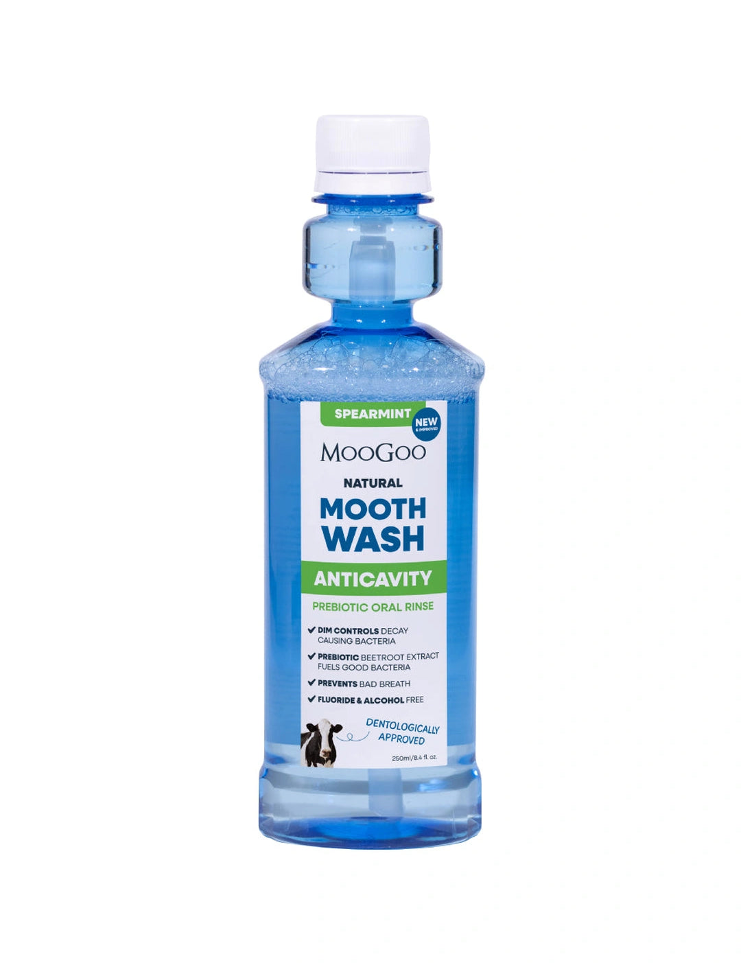 MooGoo Moothwash Spearmint Fluoride Free 250ml front bottle product image