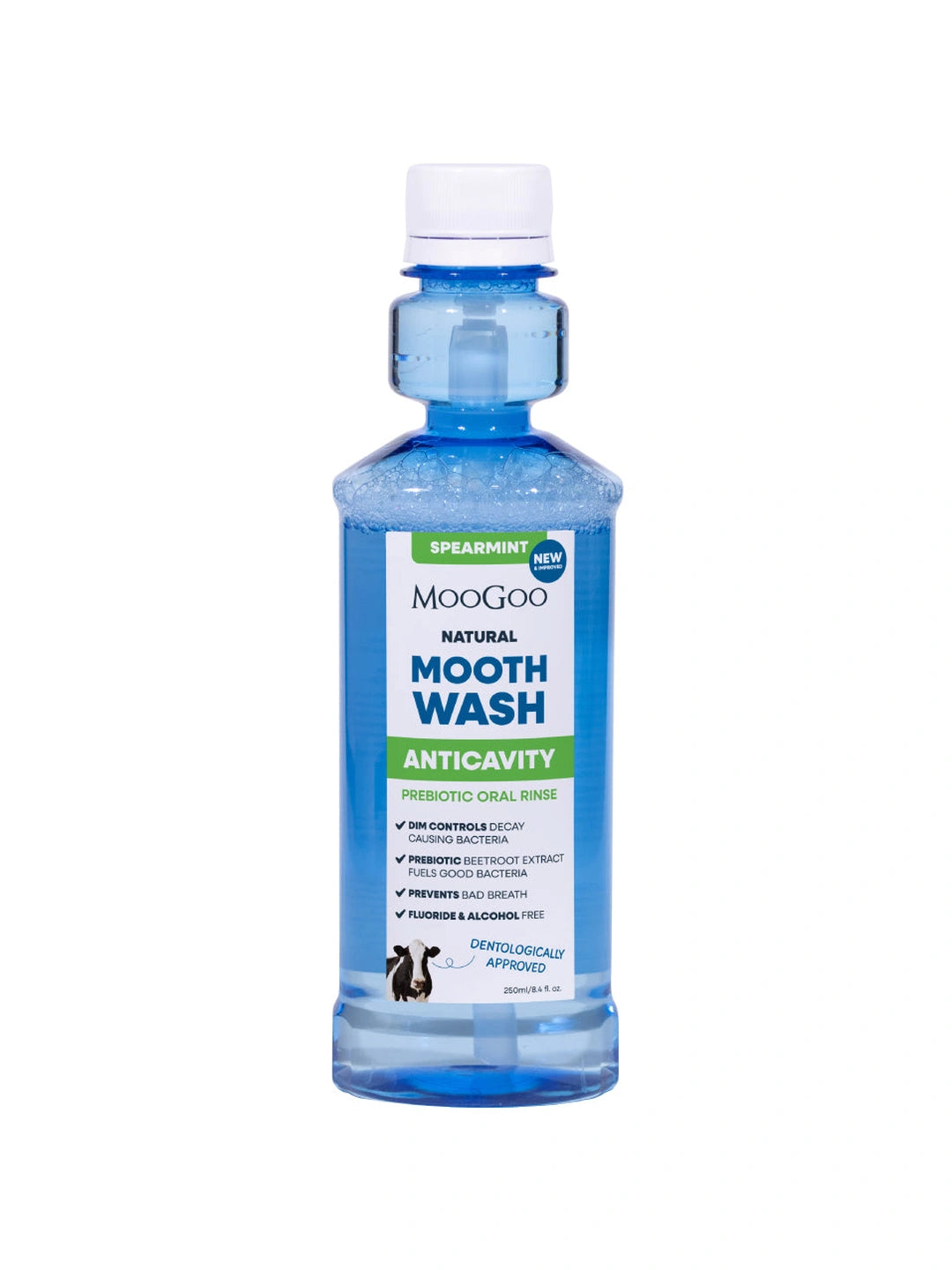 MooGoo Moothwash Spearmint Fluoride Free 250ml front bottle product image