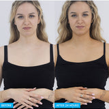 Side-by-side photos of a blonde person in a black camisole, labelled Before and After 24 Hours, showing a deeper tan on the face, chest and arms in the second photo.