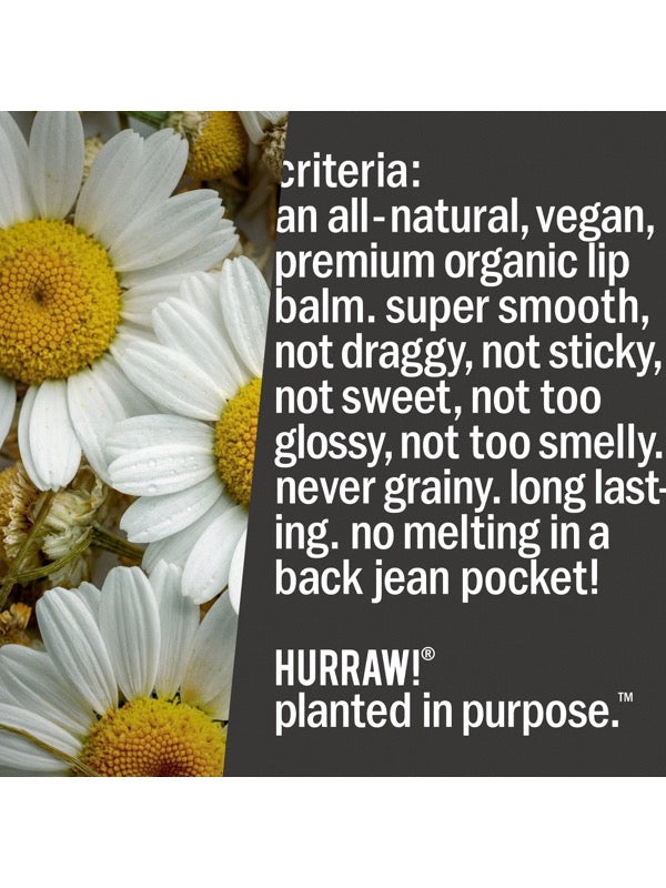 Product standards and certifications for Hurraw! Moon Lip Balm Blue Chamomile & Vanilla 4.8g