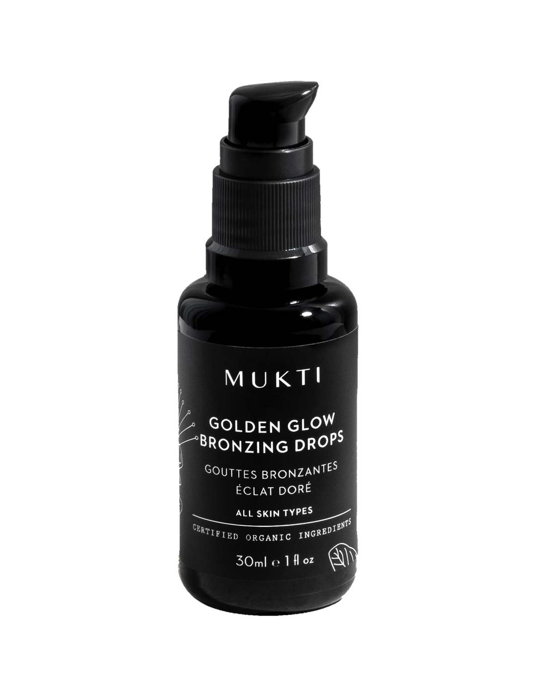 Mukti Golden Glow Bronzing Drops 30ml — bottle on a white background