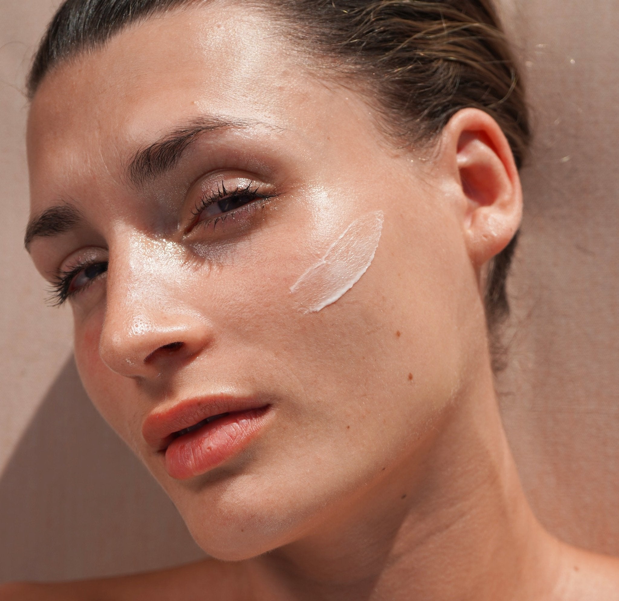 Woman wearing Mukti Restorative Moisturiser