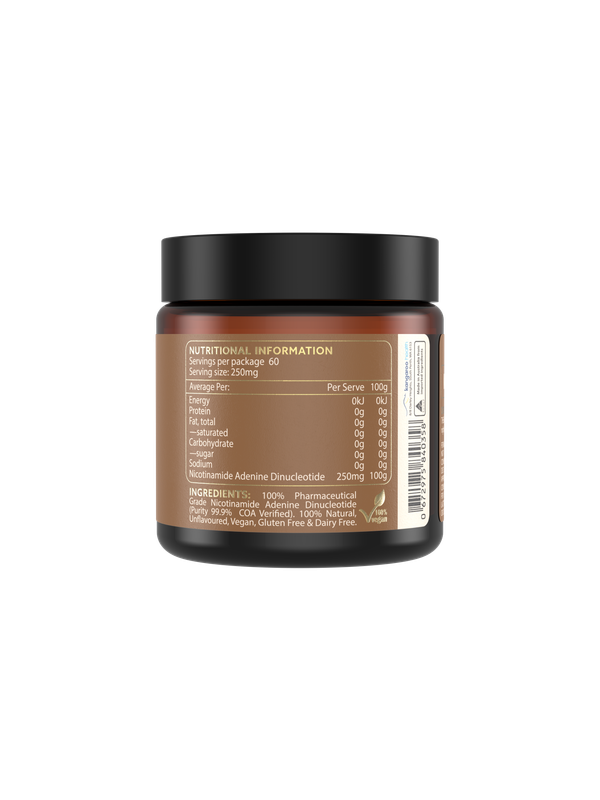 The Age Hack NAD+ Powder 15g nutrition panel