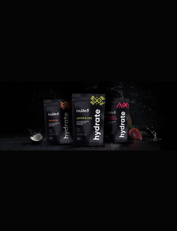 Niulife Hydrate electrolyte powders campaign lifestyle photo
