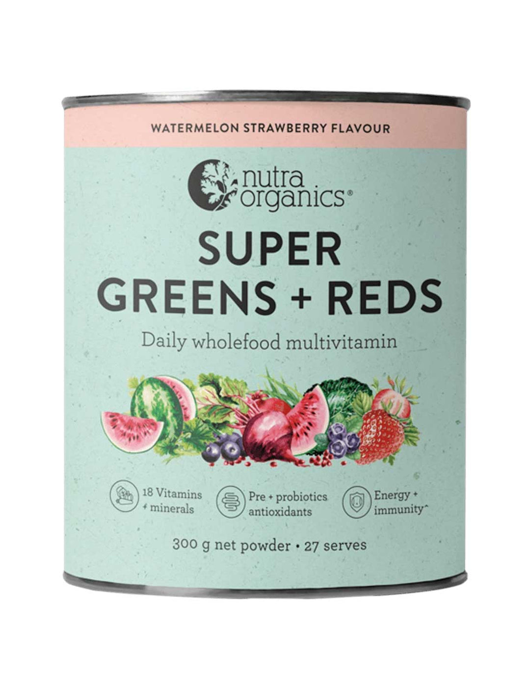 Nutra Naturals Super Greens + Reds Watermelon Strawberry 300g