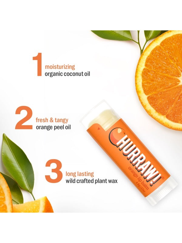 Ingredients and product information for Hurraw! Organic Lip Balm - Orange 4.8g