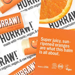 Product and flavour details for Hurraw! Organic Lip Balm - Orange 4.8g
