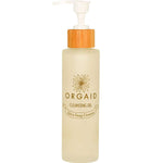 The Orgaid Cleansing Oil Ultra Deep Cleanse 120ml comes in a frosted pump bottle with a wooden-look cap and white pump, ideal for your skincare routine, displayed against a plain white background.