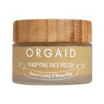 Orgaid Purifying Face Polish Honey Crystal and Brown Rice 56g jar on a white background