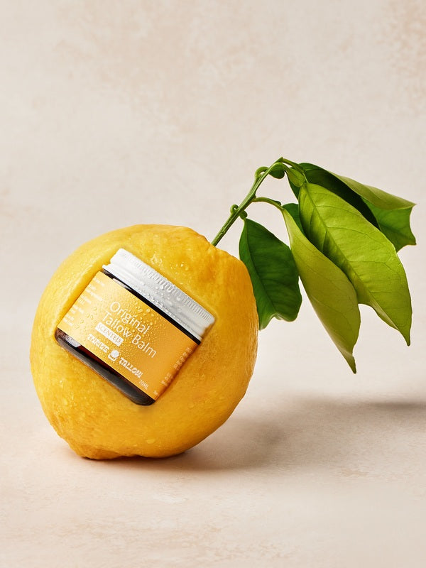 Original Tallow Balm styled with fresh lemon – Thrive Tallow Original Tallow Balm Scented 70ml