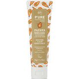 A 50g tube of PURE Papayacare Papaya Baby Balm with vibrant papaya art on white. The label features calendula, vegan, natural, and soothing qualities—ideal as a moisturizing balm for sensitive baby skin.