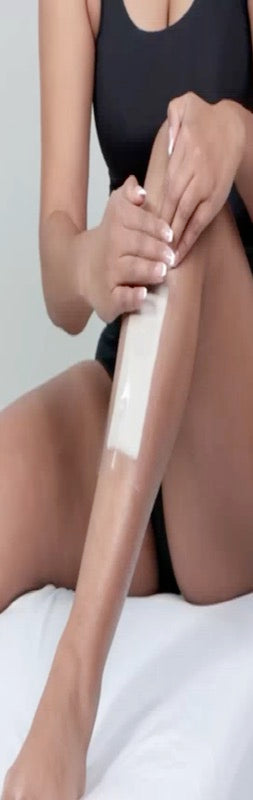 Parissa Legs and Body Wax Strip applied to the leg