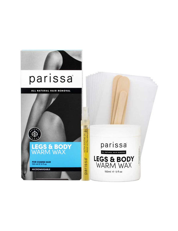 Parissa Warm Wax Legs and Body 150ml kit on a white background