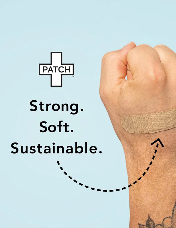 PATCH natural bamboo bandage worn on a hand
