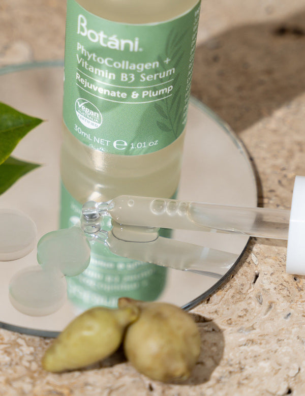 Botani PhytoCollagen Vitamin B3 Serum 30ml — vitamin B3 serum styled on mirror