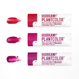 Product tubes and colour swatches for Hurraw! Rouge à Lèvres Plantcolour No 2 4.8g