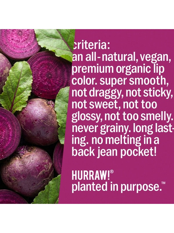Product standards and certifications for Hurraw! Rouge à Lèvres Plantcolor No 3 4.8g