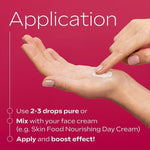 How to apply Weleda Pore Refining Vitamin C Serum Booster Drops directly or mixed with face cream