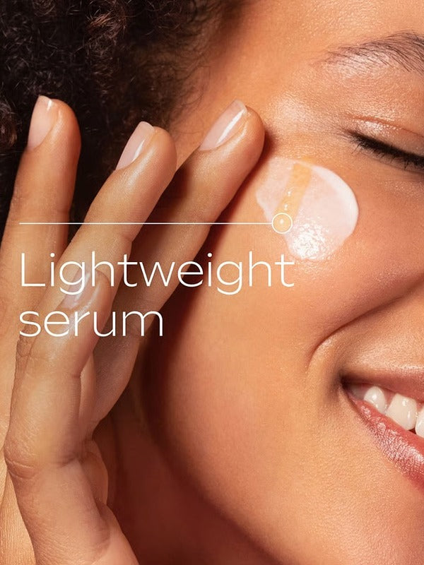 Lightweight texture of Weleda Pore Refining Vitamin C Serum Booster Drops applied to the cheek