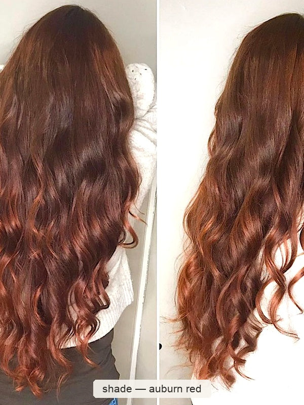 Radico Organic Hair Colour – Auburn Red wavy hair result, SKU R-AROHC