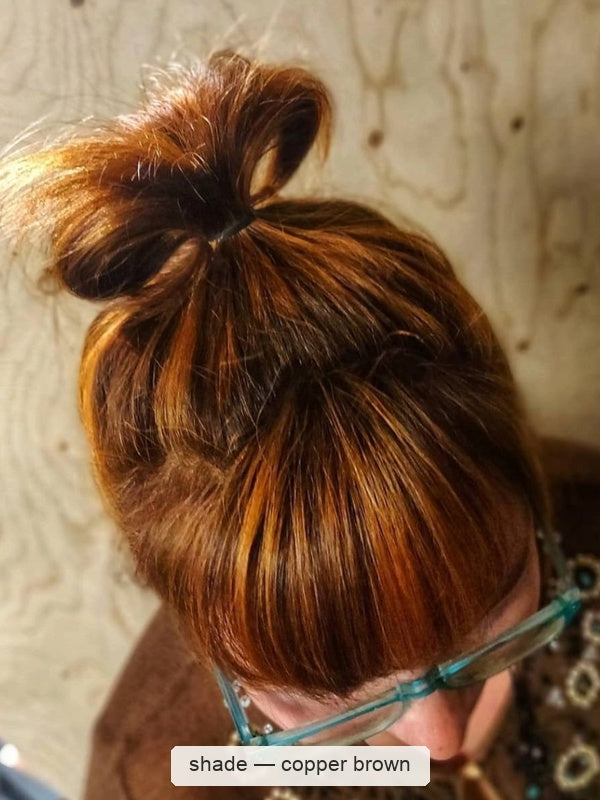 Radico Organic Hair Colour – Copper Brown salon bun result, SKU R-CBOHC