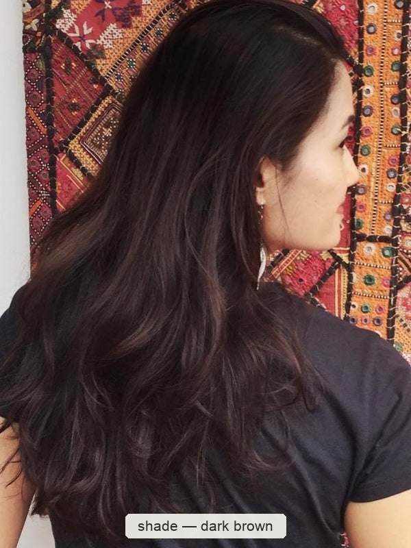 Radico Organic Hair Colour – Dark Brown long wavy result, SKU R-DBOHC