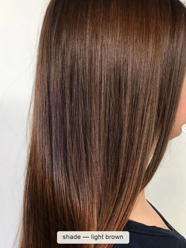 Radico Organic Hair Colour – Light Brown straight hair result, SKU R-LBOHC