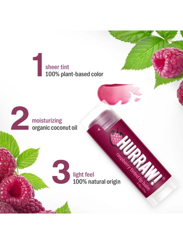 Ingredients and product information for Hurraw! Organic Lip Balm - Raspberry 4.8g
