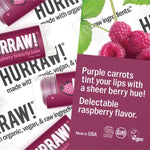 Product and flavour details for Hurraw! Organic Lip Balm - Raspberry 4.8g