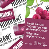 Product and flavour details for Hurraw! Organic Lip Balm - Raspberry 4.8g