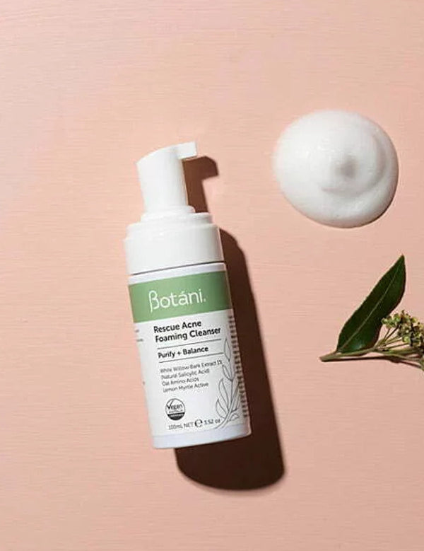 Botani Rescue Acne Foaming Cleanser 100ml — acne foaming cleanser flat lay